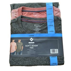 Member's Mark 2-Pack Soft Wash T-Shirt Relaxed Crewneck Tee Red/Gray Men Size L